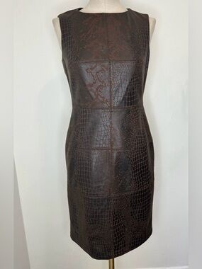 Vintage DM DONNA MORGAN chocolate Brown Reptile Snake Print Sleeveless Dress